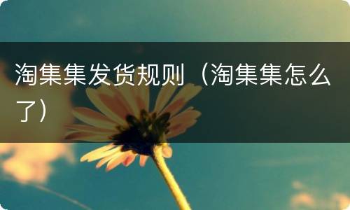 淘集集发货规则（淘集集怎么了）