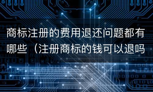商标注册的费用退还问题都有哪些（注册商标的钱可以退吗）