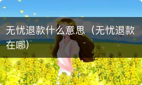 无忧退款什么意思（无忧退款在哪）