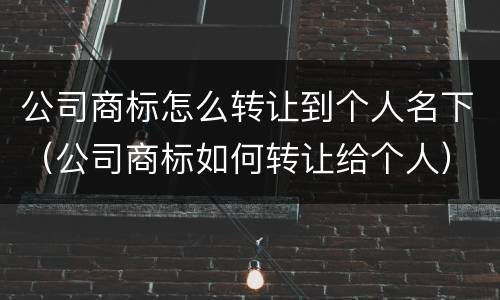 公司商标怎么转让到个人名下（公司商标如何转让给个人）