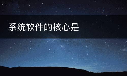  系统软件的核心是