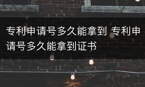 专利申请号多久能拿到 专利申请号多久能拿到证书