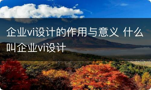 企业vi设计的作用与意义 什么叫企业vi设计