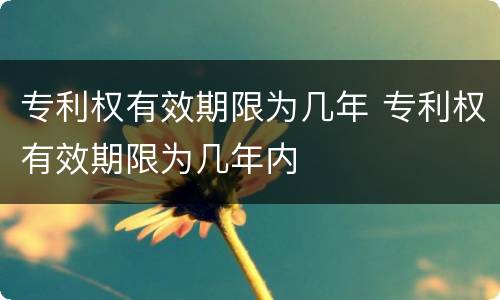 专利权有效期限为几年 专利权有效期限为几年内