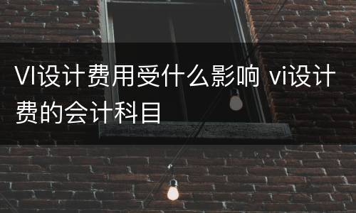 VI设计费用受什么影响 vi设计费的会计科目