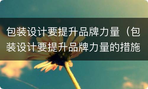 包装设计要提升品牌力量（包装设计要提升品牌力量的措施）