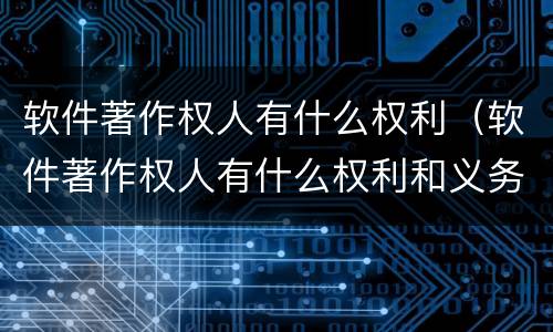 软件著作权人有什么权利（软件著作权人有什么权利和义务）