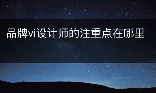 品牌vi设计师的注重点在哪里