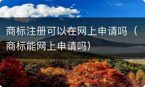商标注册可以在网上申请吗（商标能网上申请吗）