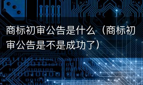 商标初审公告是什么（商标初审公告是不是成功了）