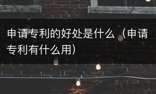 申请专利的好处是什么（申请专利有什么用）