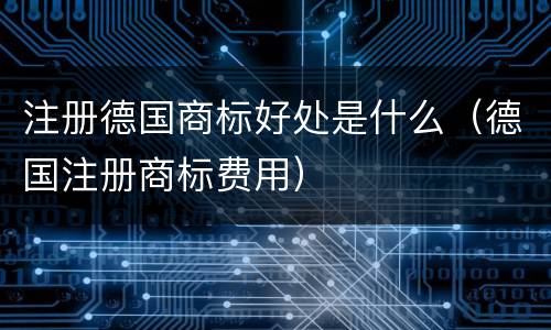 注册德国商标好处是什么（德国注册商标费用）