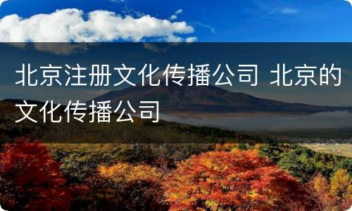 北京注册文化传播公司 北京的文化传播公司