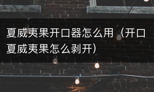 夏威夷果开口器怎么用（开口夏威夷果怎么剥开）
