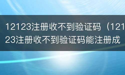 12123注册收不到验证码（12123注册收不到验证码能注册成功吗）
