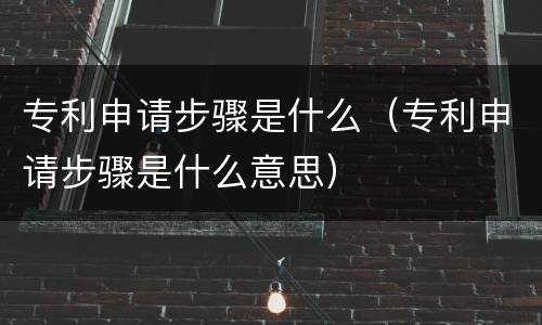 专利申请步骤是什么（专利申请步骤是什么意思）