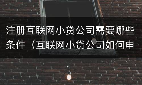 注册互联网小贷公司需要哪些条件（互联网小贷公司如何申请）