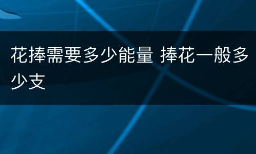 花捧需要多少能量 捧花一般多少支