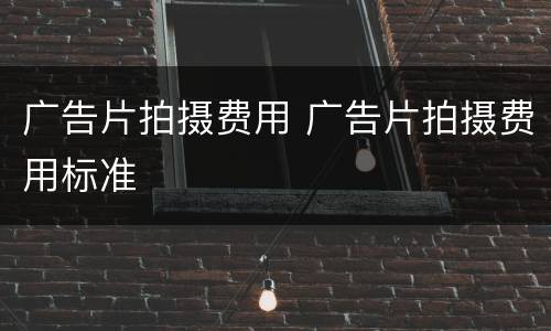 广告片拍摄费用 广告片拍摄费用标准