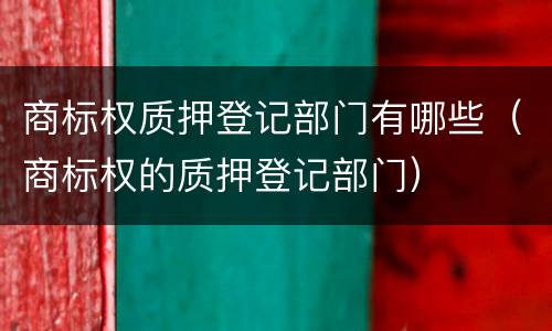 商标权质押登记部门有哪些（商标权的质押登记部门）