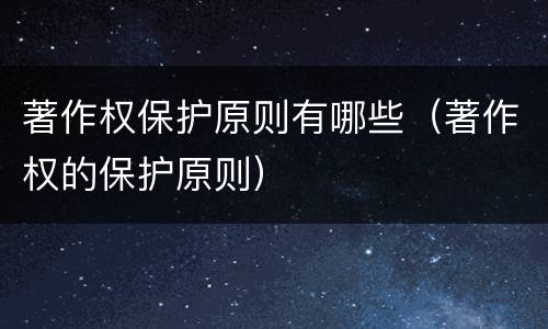 著作权保护原则有哪些（著作权的保护原则）