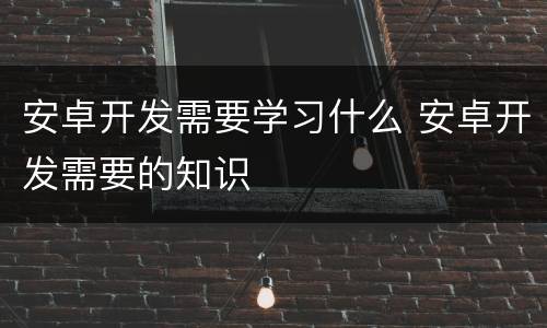 安卓开发需要学习什么 安卓开发需要的知识