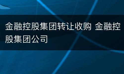 金融控股集团转让收购 金融控股集团公司