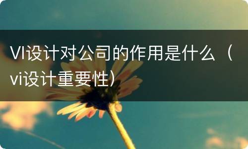VI设计对公司的作用是什么（vi设计重要性）