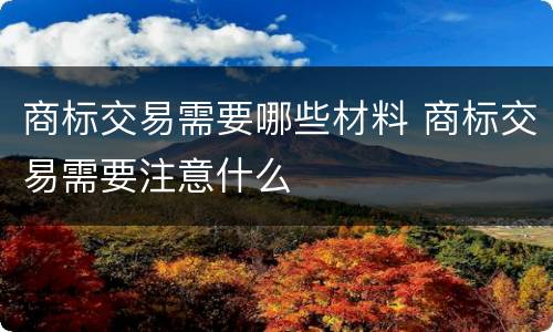 商标交易需要哪些材料 商标交易需要注意什么