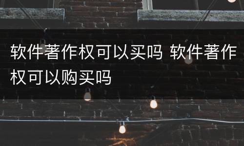 软件著作权可以买吗 软件著作权可以购买吗