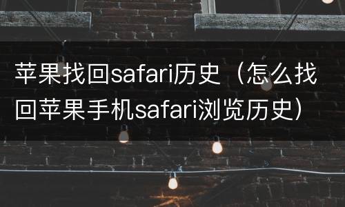 苹果找回safari历史（怎么找回苹果手机safari浏览历史）