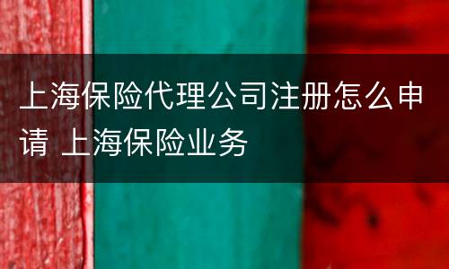 上海保险代理公司注册怎么申请 上海保险业务