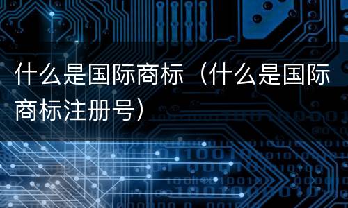 什么是国际商标（什么是国际商标注册号）