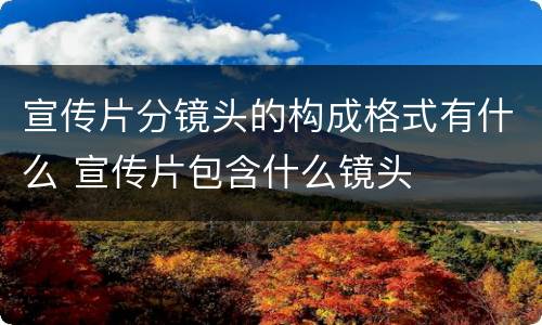 宣传片分镜头的构成格式有什么 宣传片包含什么镜头