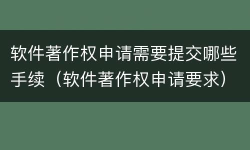 软件著作权申请需要提交哪些手续（软件著作权申请要求）