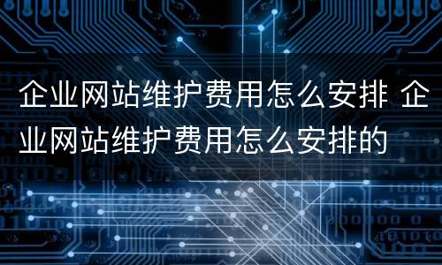 企业网站维护费用怎么安排 企业网站维护费用怎么安排的