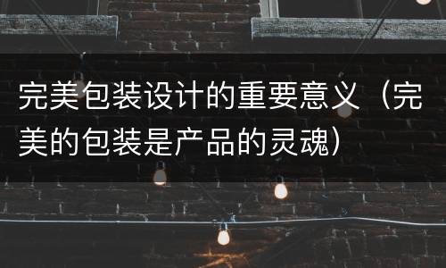 完美包装设计的重要意义（完美的包装是产品的灵魂）