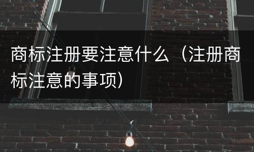 商标注册要注意什么（注册商标注意的事项）