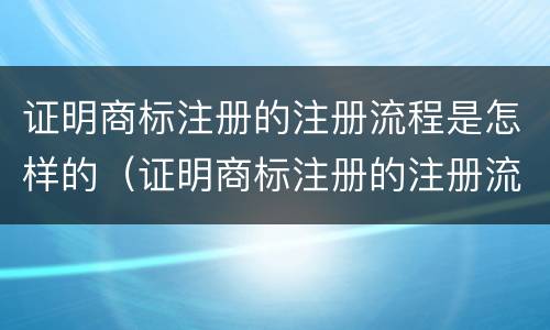 证明商标注册的注册流程是怎样的（证明商标注册的注册流程是怎样的呢）
