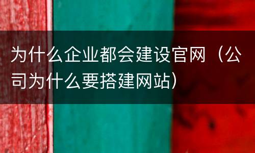 为什么企业都会建设官网（公司为什么要搭建网站）