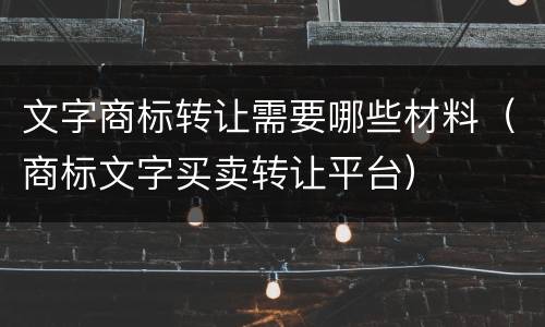 文字商标转让需要哪些材料（商标文字买卖转让平台）