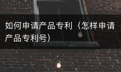 如何申请产品专利（怎样申请产品专利号）