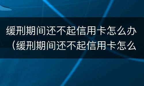 缓刑期间还不起信用卡怎么办（缓刑期间还不起信用卡怎么办呢）