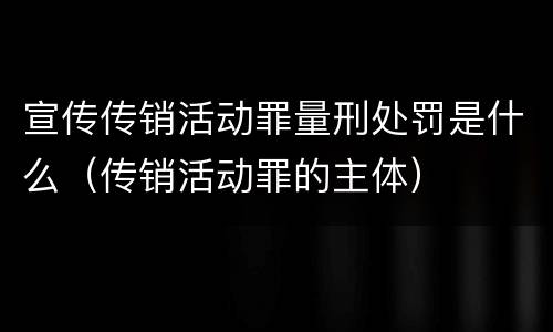 宣传传销活动罪量刑处罚是什么（传销活动罪的主体）
