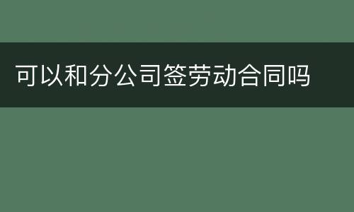 可以和分公司签劳动合同吗
