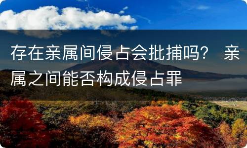 存在亲属间侵占会批捕吗？ 亲属之间能否构成侵占罪