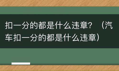 扣一分的都是什么违章？（汽车扣一分的都是什么违章）