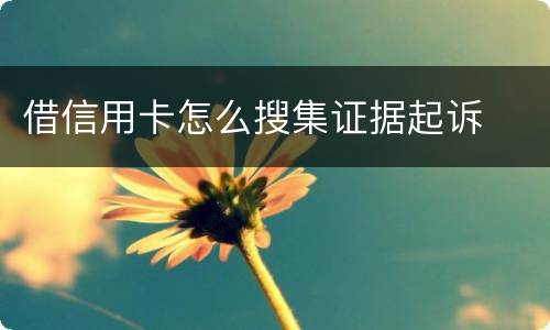借信用卡怎么搜集证据起诉
