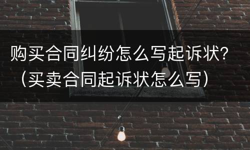 购买合同纠纷怎么写起诉状？（买卖合同起诉状怎么写）