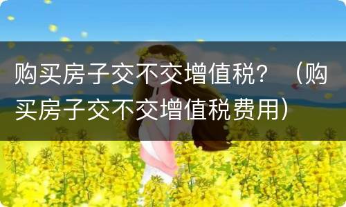 购买房子交不交增值税？（购买房子交不交增值税费用）